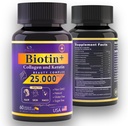Ożywić swoje piękno! Biotin, Collagen & Keratin Complex - 25,000 µg z kwasem hialuronowym & Witaminy B - Klinicznie testowane na włosy bujne, skóry promienistej, silne paznokcie - 60 kapsułek