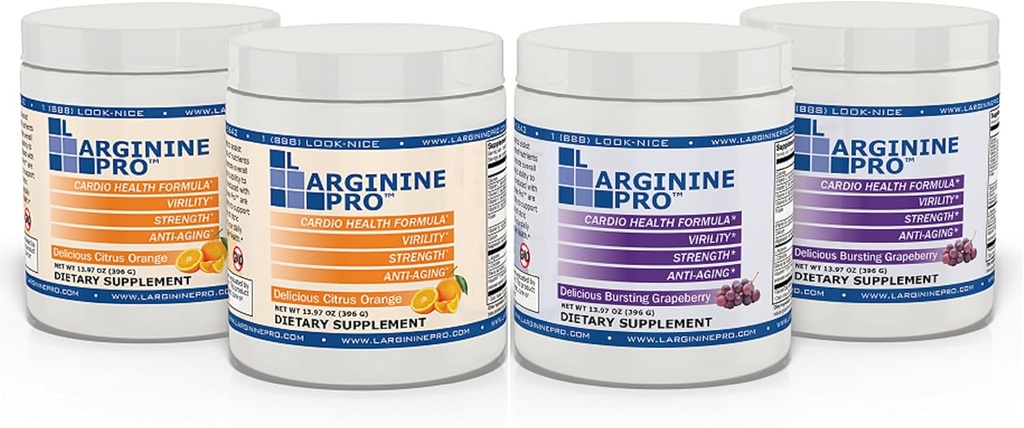 L- ARGININE PRO PHARE 124; 5,500mg L- arginina Plus L- cytrulina 1,100mg proszek pomarańczowy i winogronowy suplement do napojach dla zwiększonej produkcji tlenku azotu