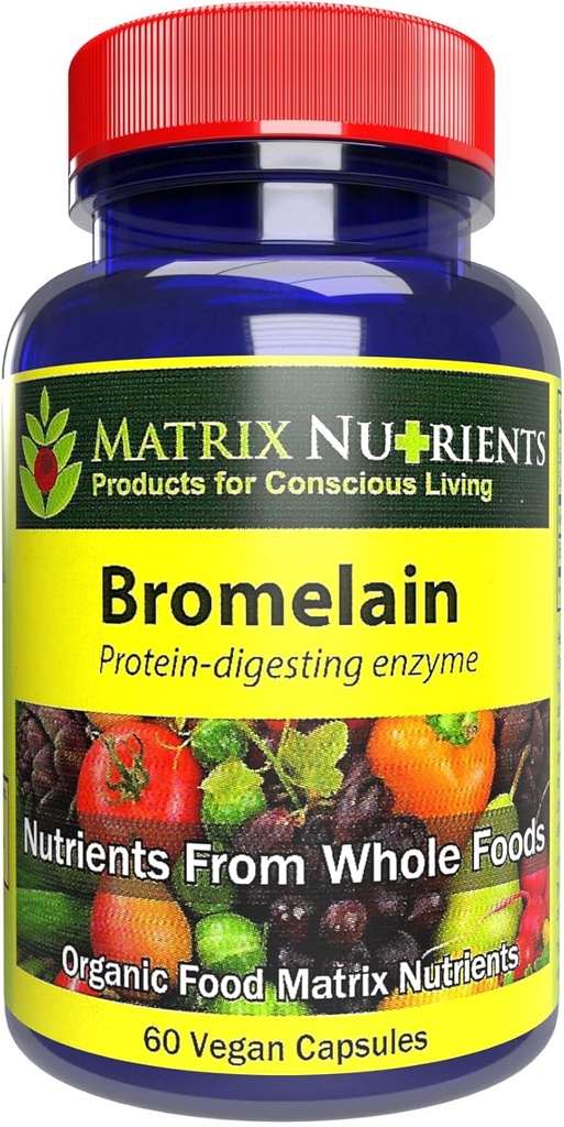 BROMELAIN - Bardzo mocny, 100% Organiczny, Enzym trawienia białka! Poprawa trawienia - Kapsułki wegańskie (60ct)