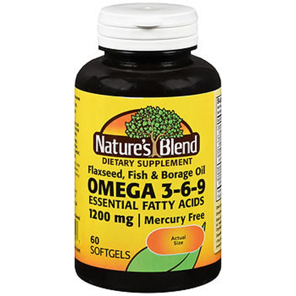 Mieszanka naturalna Omega- 3- 6- 9 1200mg Softgels 60 Ct