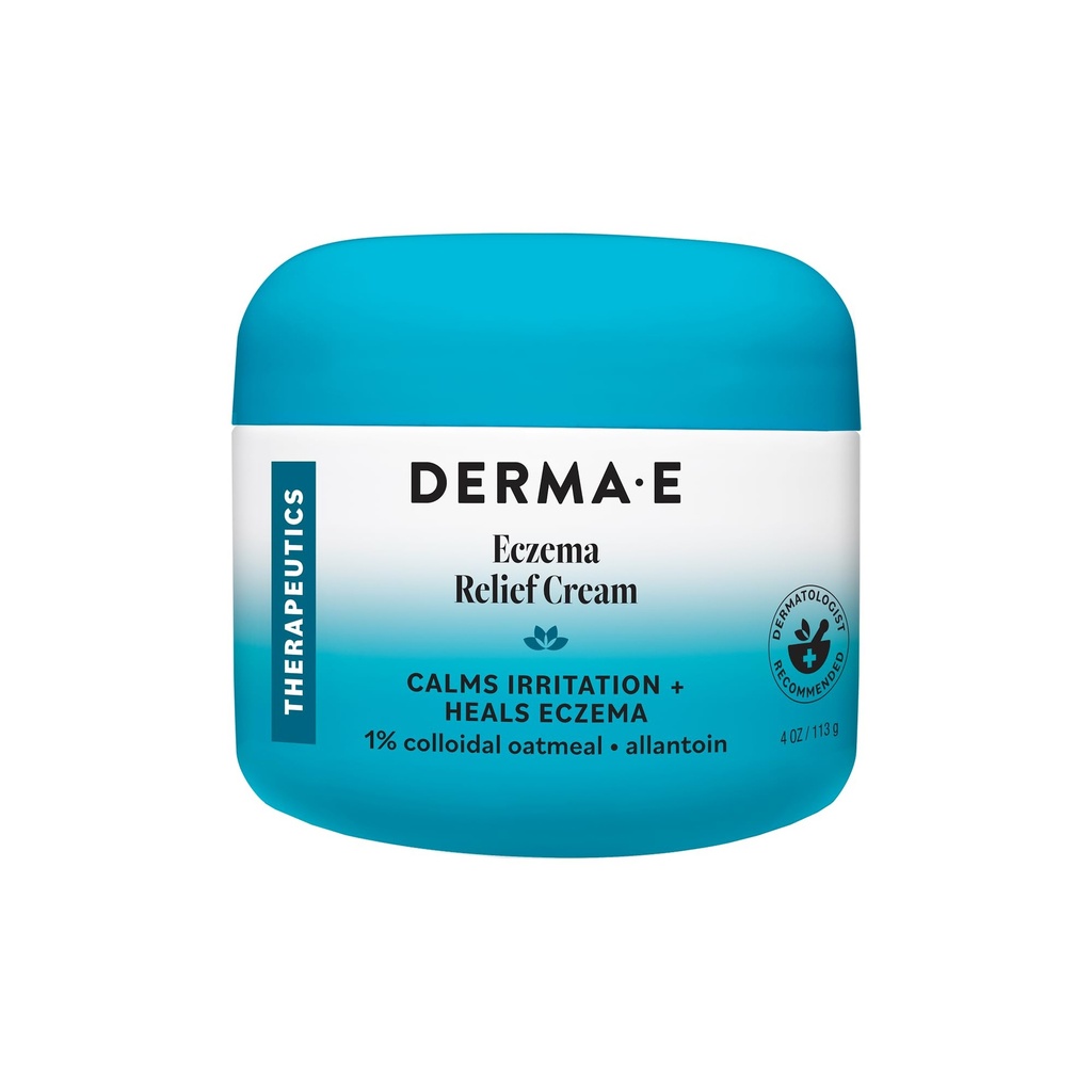 Derma E Eczema Relief Cream - All Natural Itch Relief - Soothing, Relieves Flaky, Scaliy i Suchy Skóra - Antyoksydant- Bogata Eczema i Łuszczyca krem, 4oz