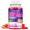 Magnezu Gummies dla dzieci - Magnezu Gummies glicynian z witaminą D3, B6, Potasu i Ashwagandha, Magnezu dla dzieci i dorosłych Relaks, Sen, Mózg i zdrowie kości -Vegan Truskawka 60ct