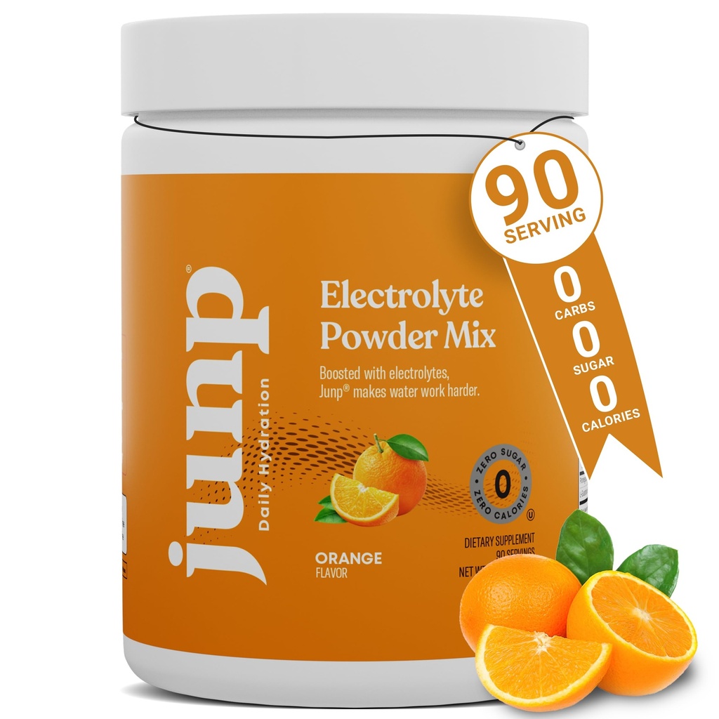 JUNP Electrolytes proszek bez cukru bez węglowodanów, słodki Tangy Citrus Orange Keto Electrolyte Drink Mix, Potasu i soli Hydration Proszek Electrolytes Zero Calorie Sugar Free Electrolyte Proszek, 90 Servings