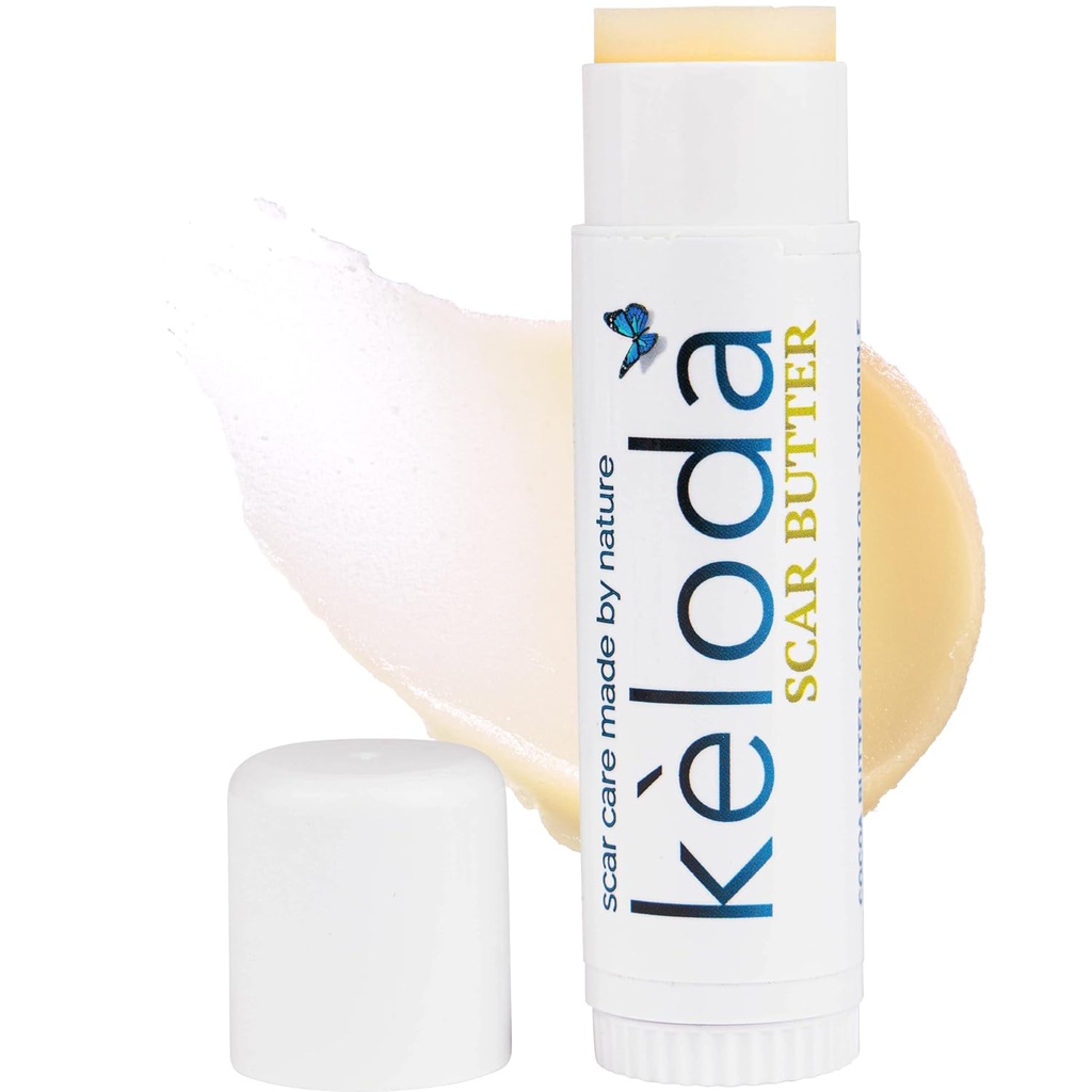 Keloidy Masło pielęgnacji bliznowacenie Stick, Blizny i keloidy Leczenie Balsam, Dla Blizny chirurgiczne i keloidy z Piercing, Znaki stretch, Trądzik, Z anty-Scar Cocoa, Masło Shea, Kokosowe, & Oleje Jojoba