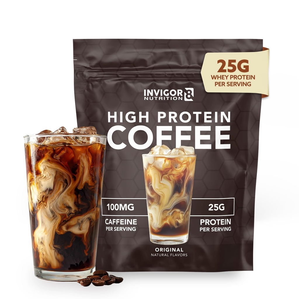INVIGOR8 Proszek do kawy wysokiej proteiny 25 Grams Serwatka Isolate100mg Naturalna zielona herbata Kofeina 124; 0 Dodano cukier Keto gluten wolny 99,9% Laktoza wolna 124; Hot lub Iced15 Podawanie 15 Sług (17 OZ, Original)