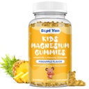 Magnezu Gummies dla dzieci - Magnezu Citrate Supplement z witaminą B6, L- teaniną, rumiankiem i balsamem cytrynowym - Spokojny magnez dla dzieci i dorosłych Sen, Relaksacja, Ananas Flavor 60 Gummies