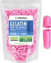 XPRS Nutra Rozmiar 1 Puste kapsułki - 500 Licz Puste kapsułki żelatynowe - Pigułka Diy Kapsułka Napełnianie - Czysty żel piórowy dla bydła Kapsułki Do- It- Yourself Supplements (Pink)