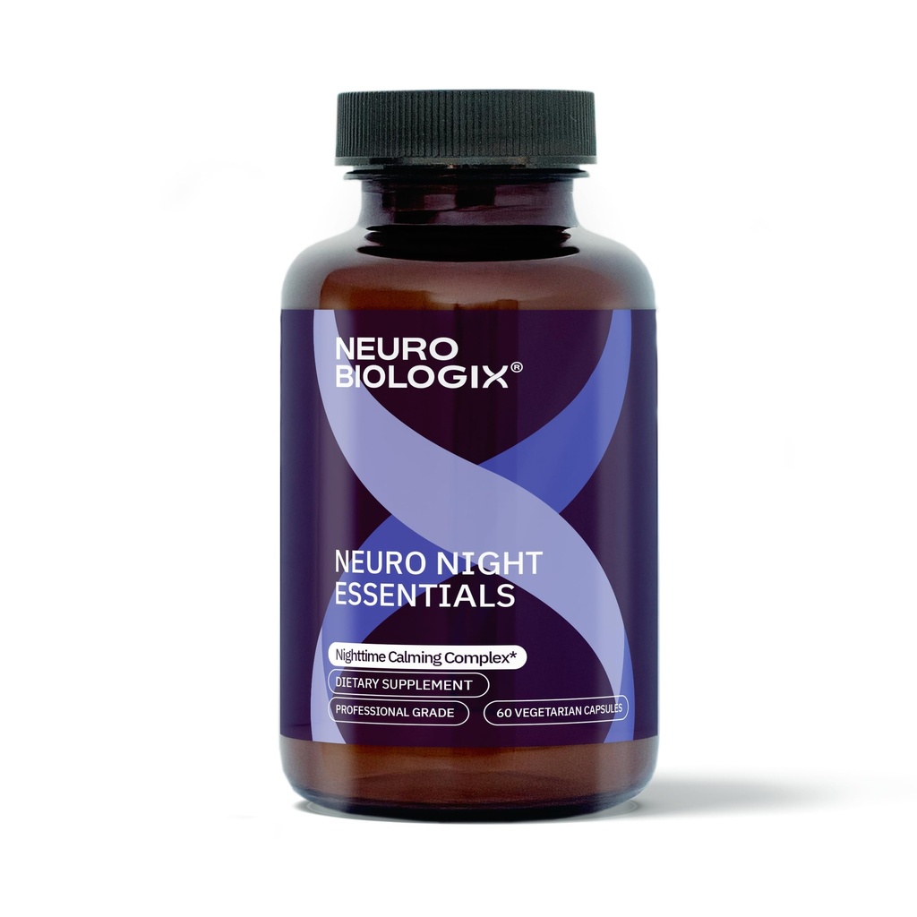 Neuro Night Essentials - Natural Nighttime Support with GABA, Melatonin, Valerian Root, LTheanine, Magnez & More - Promotes Relaxation, Mood Balance & Rest - 60 Kapsułki Veg - Made in The USA