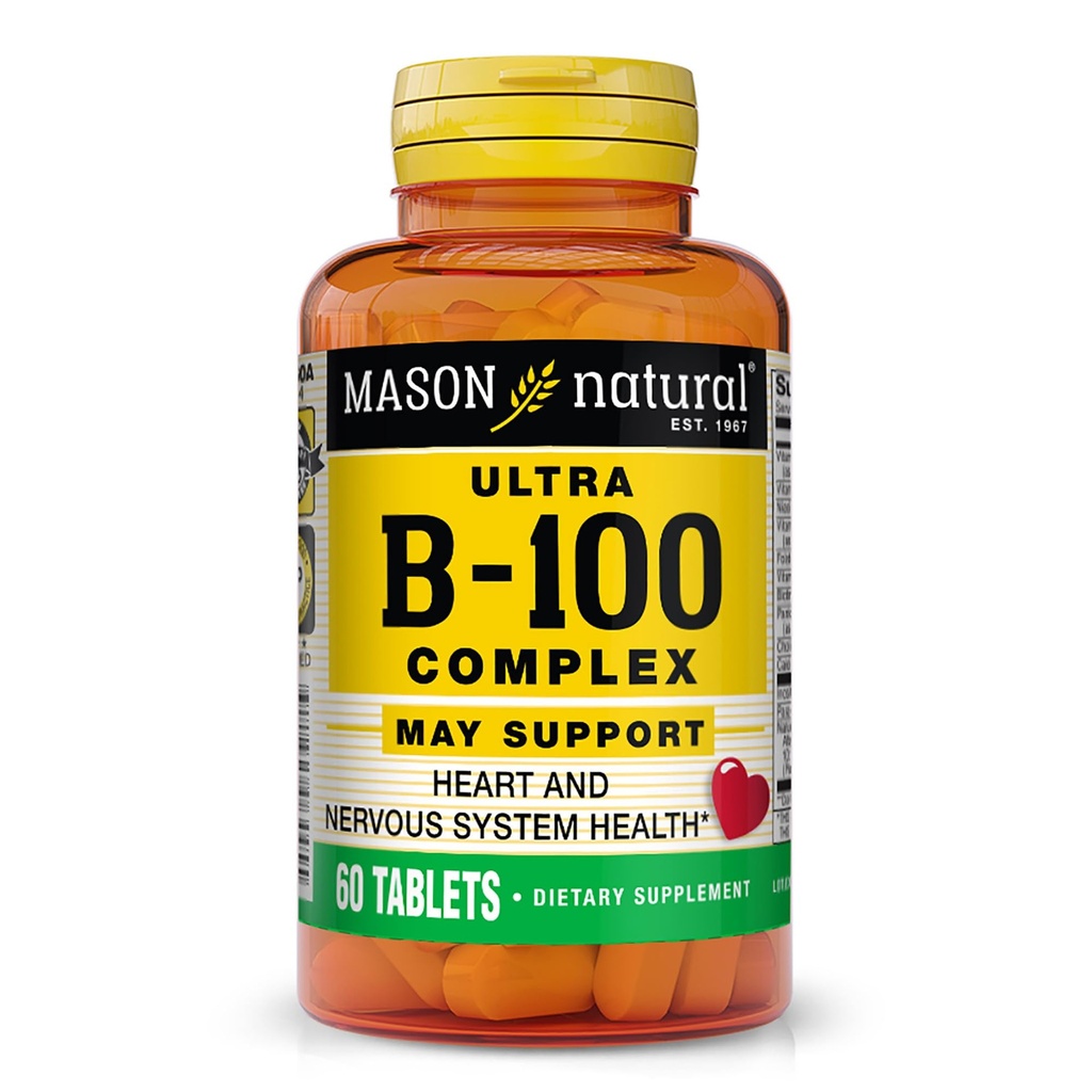 MASON NATURAL Ultra B, 100 Complex, 100, Day Supply, do normalnego wsparcia immunologicznego i metabolizmu energii