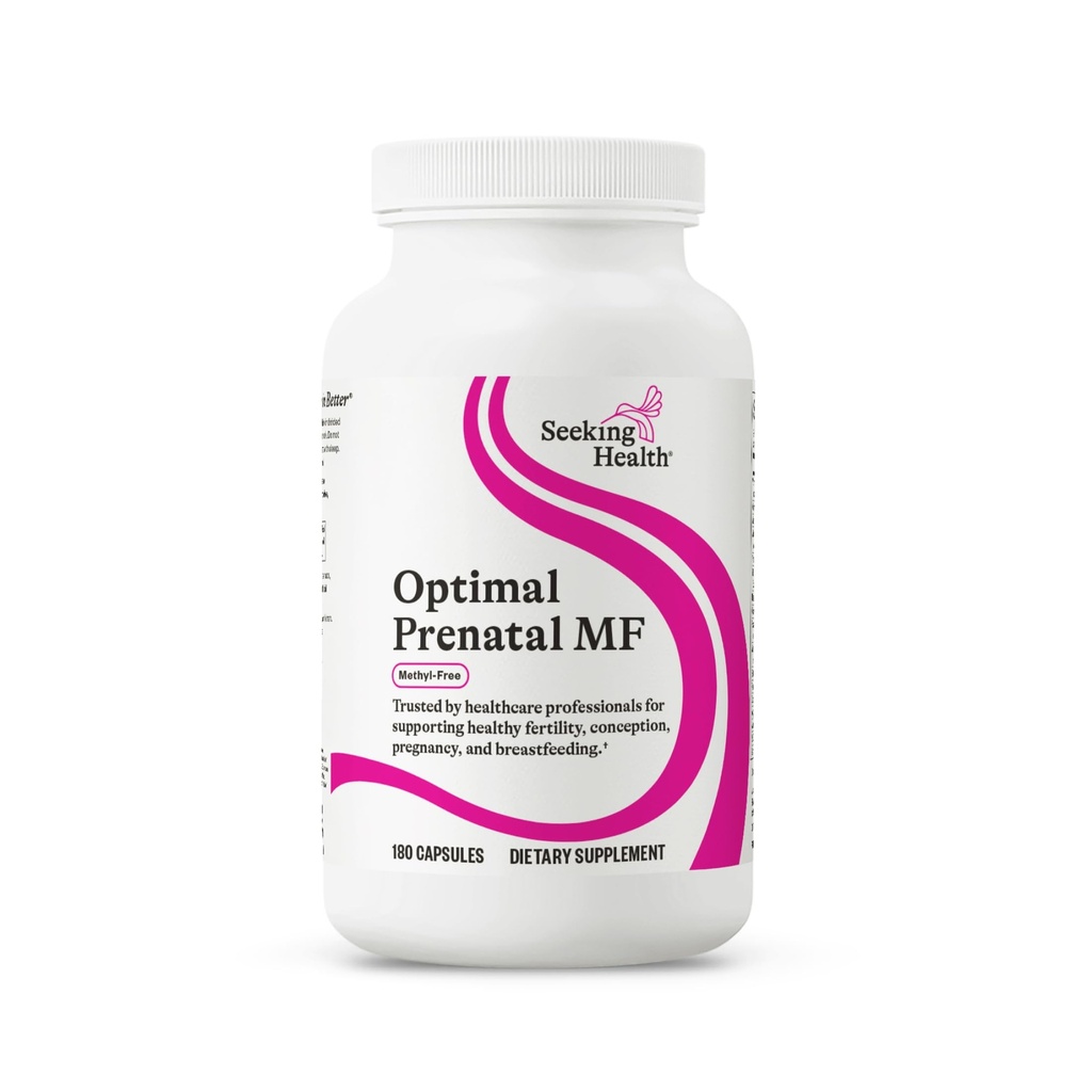 Poszukiwanie zdrowia Optymalne Prenatal Methyl- Free, Non-Methylled Folate i B12, Wsparcie ciążowe, B6 i Ginger dla Digestive Comfort, Wspiera zdrowy rozwój płodu, wegetarianin (180 kapsułki)