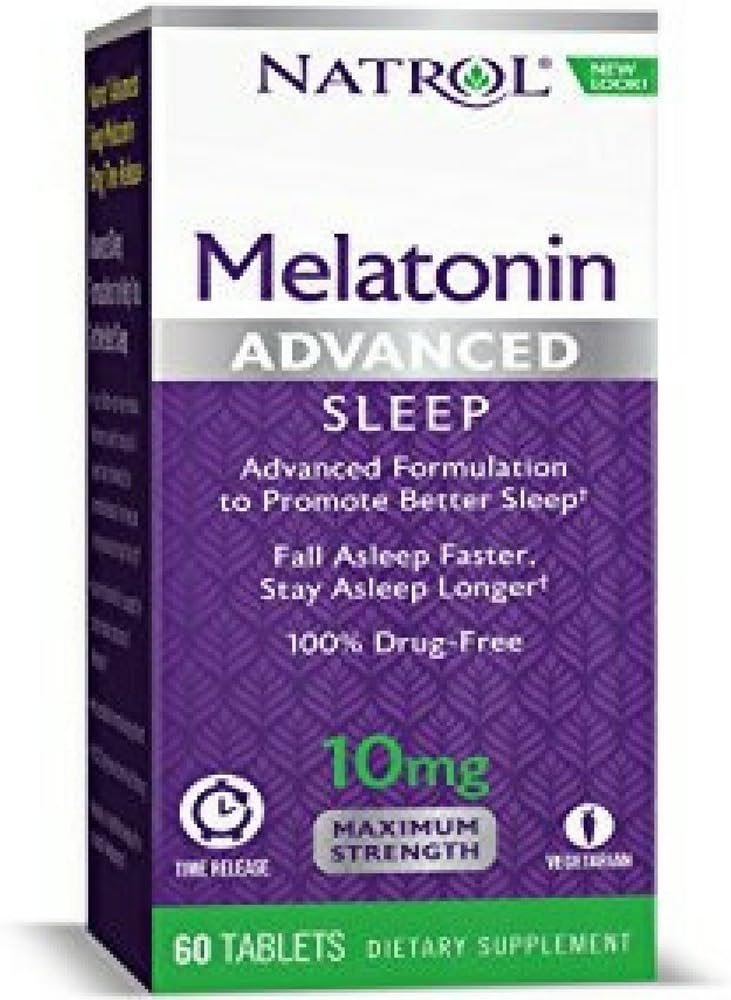 Natrol Advanced Sleep Melatonin tabletki, Maksymalna moc, 60 Hrabia, Opakowanie po 5