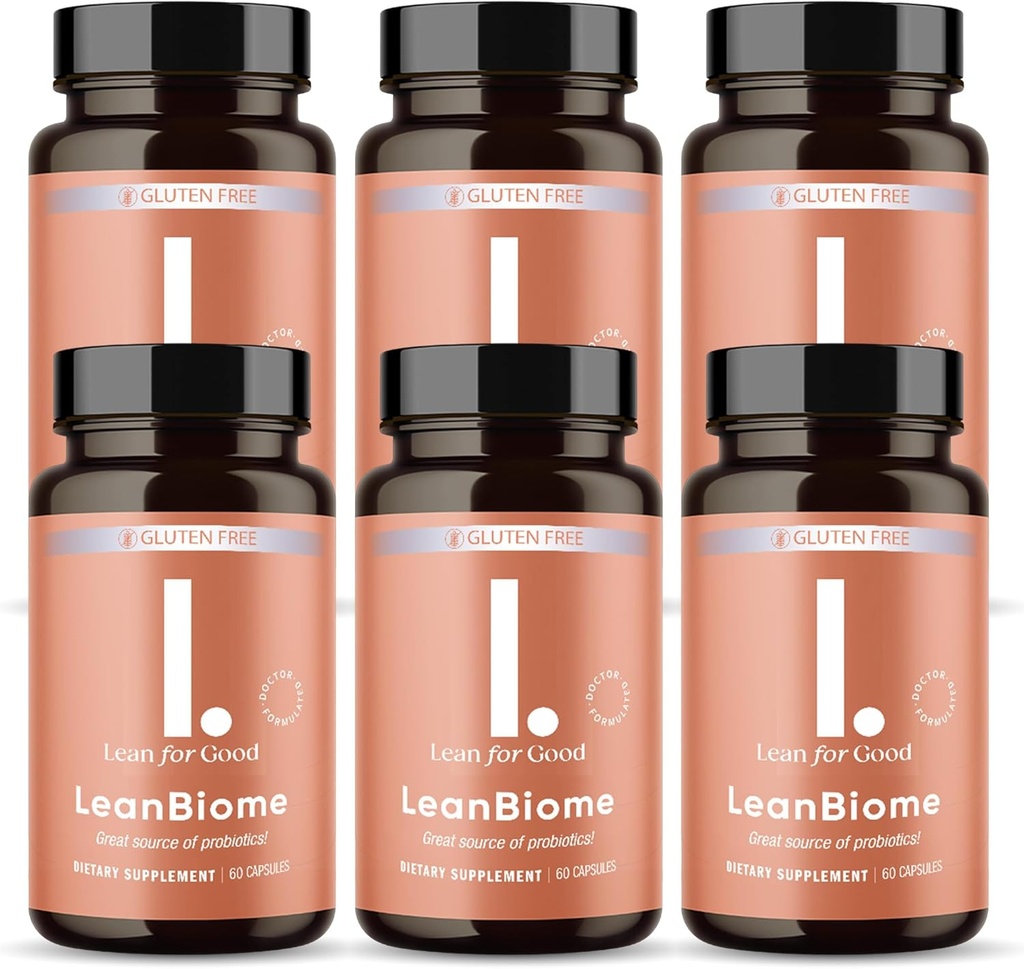 LeanBiome, 9- Strein Probiotic Formula, Wspiera zbalansowany mikrobiom Gut, Potężne Probiotyki Gut z Greenselect Phytosome - 60 Kapsułki, 6 Pack