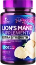 Lions Mane Mushroom Capsules 10,000 mg - Lion 's Mane Supplement Capsules for Memory and Focus Support, Mózg, Immune Health Support, Wegan, Butelled in USA, Lions Mane Mushroom Powder Extract, 120 Count