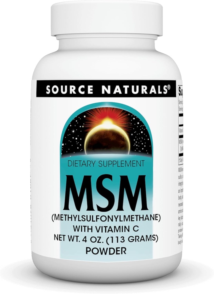 Źródło Naturals MSM (Methylsulfonylmetan) z witaminą C - Proszek, 4 unce