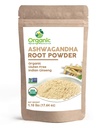 Proszek korzeniowy organiczny Ashwagandha - 1,10 lbs (17.64 oz) 124; Worek kraftowy, niezmodyfikowany genetycznie, Ginseng indyjski, Withania Somnifera -100% Surowiec z Indii, przez SHOPOSR