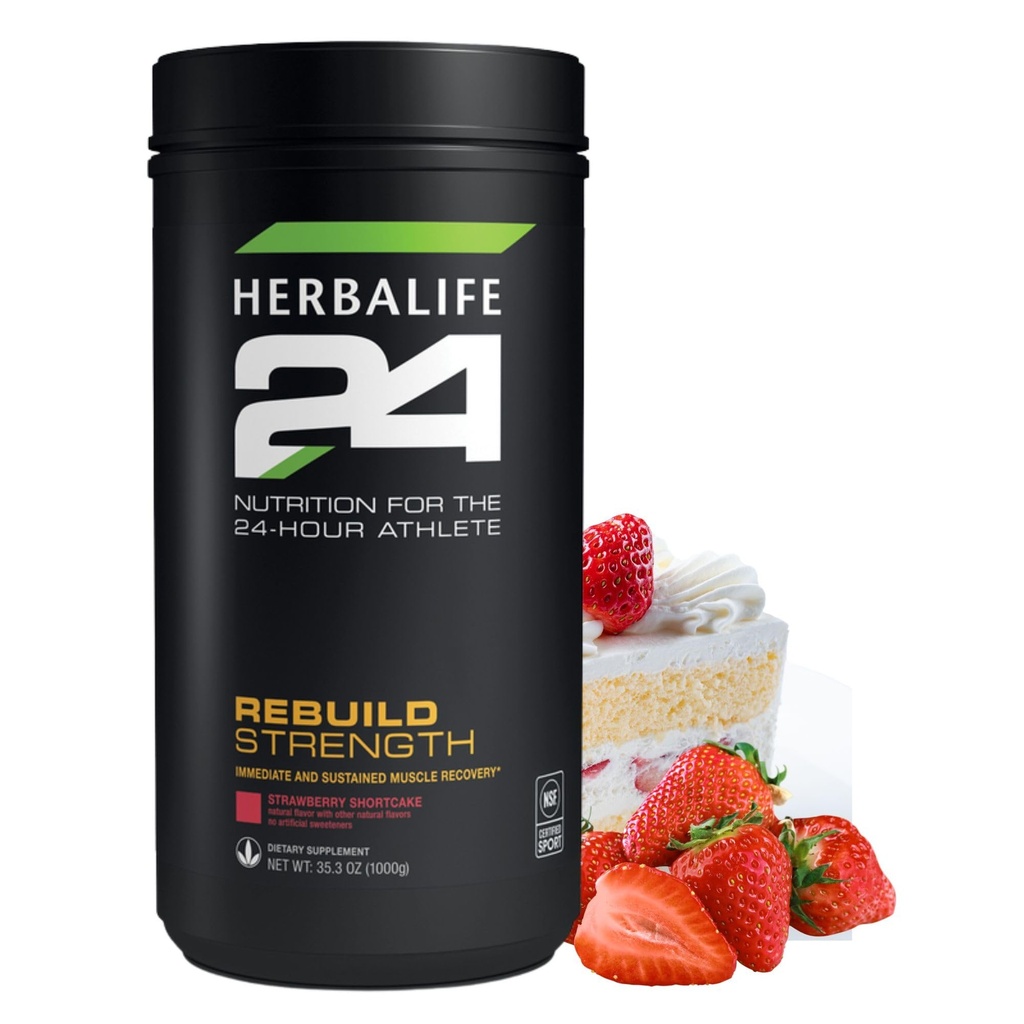 HERBALIFE24 Wytrzymałość na przebudowę: Ciasto truskawkowe (1000 G), Odżywianie dla całodobowego atletu, Odbudowa Lean Muscle, Wsparcie immunologiczne, Naturalny aromat, Brak sztucznego słodzika