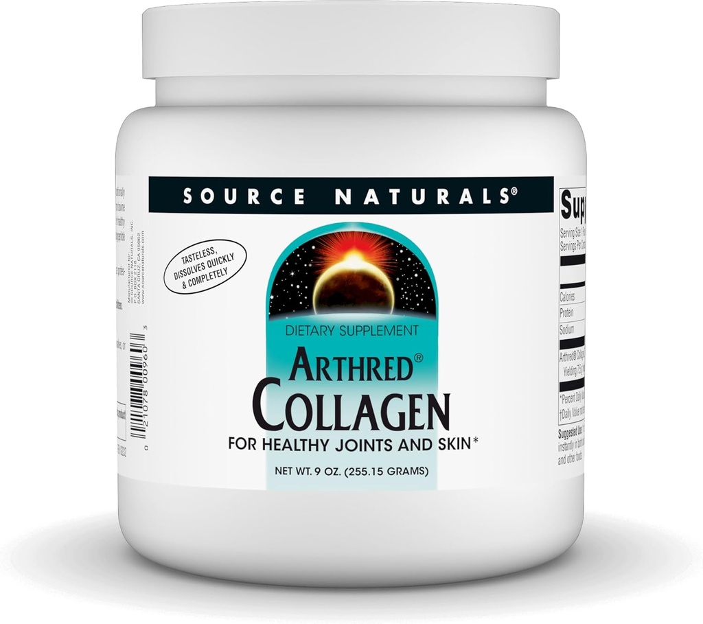 Źródło Naturals Arthred Collagen Protein Powder - Unflavored Quick Dissolve Zhydrolizowane Peptydy - Anti Aging Support for Bone, Joint & Skin Health - 9 oz (30 Służenie)