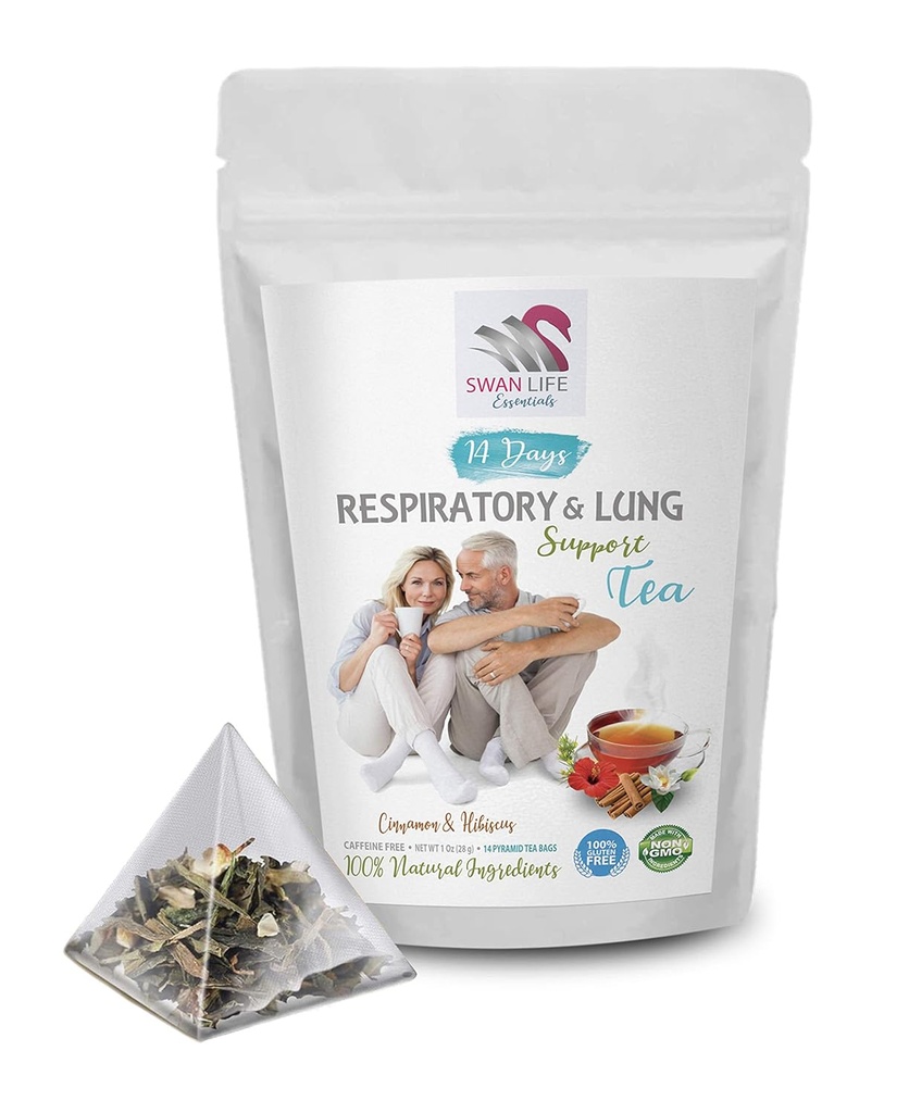 witaminy oddechowe - RESPIRACJA I WSPARCIE LUNG TEA 14 dni z cynamonem, Hibiscus, Marszmallow Root, Astragalus, Peppermint, liści herbaty eukaliptusa 1 Pack 14 torby herbaty
