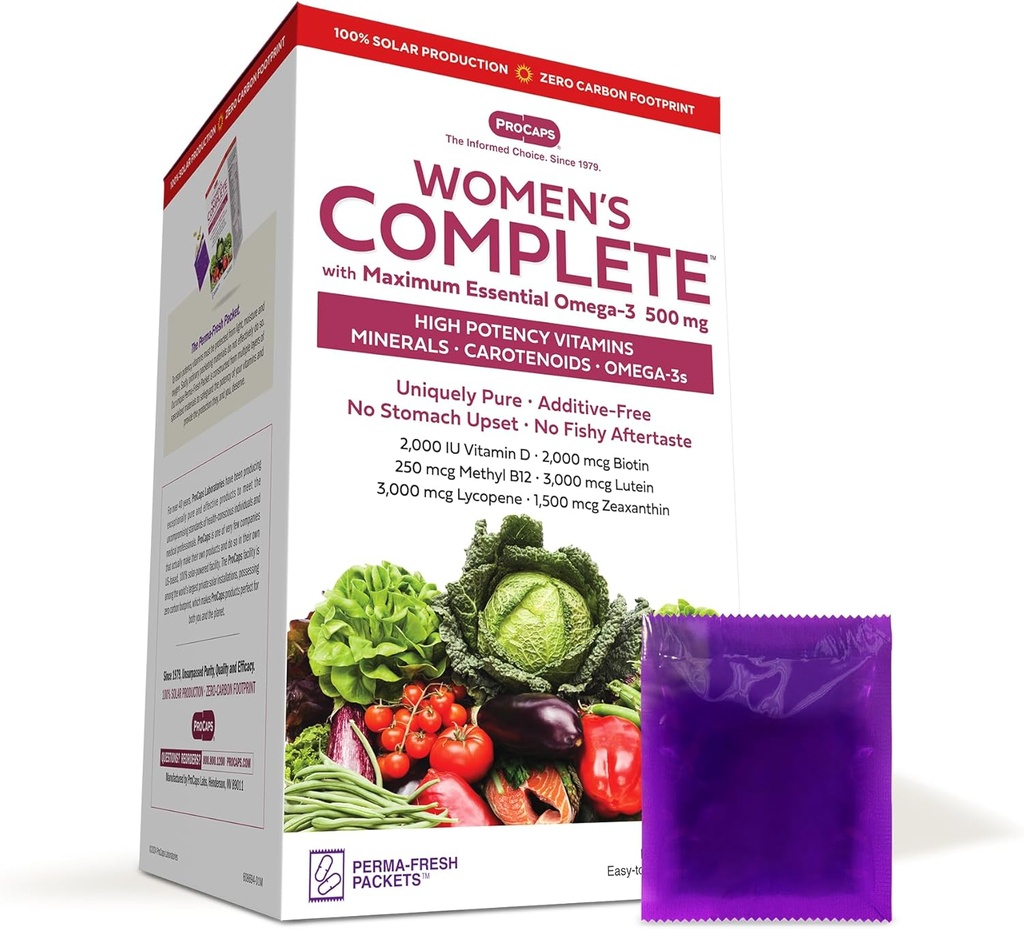 ANDREW LESSMAN Multivitamin - Kompletne kobiety z maksymalnym zasadniczym Omega-3 500 mg 60 pakietów - 30 + Wysokie mocności wszystkich składników odżywczych, Witaminy zasadnicze, Minerały, Karotenoidy. Brak dodatków