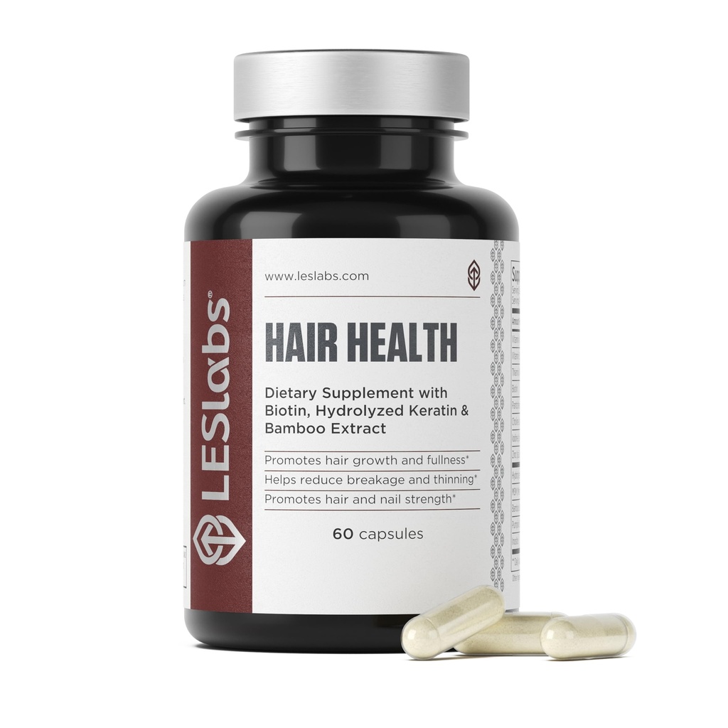 LES Labs Hair Health - uzupełnienie włosów wzrostu i paznokci, poprawiona grubość, siła i pełność - Keratyna, Biotin, Nasiona dyni & MSM - 60 Kapsułki