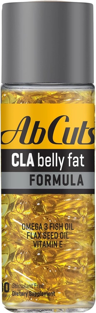 Ab Cuts CLA Belly Fat Formuła - 80 Easy- to- Połknięcie Softgels - Omega 3 Olej rybny, Olej lniany i Witamina E - Pomaga zwiększyć podaży przeciwutleniające i zdrowej składu ciała