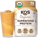 KOS Organic Plant Based Protein Powder, Czekoladowy Masło orzechowe - Pyszne Vegan Protein Powder - Keto Friendly, Gluten Free, Dairy Free & Soy Free - 15 Służenia