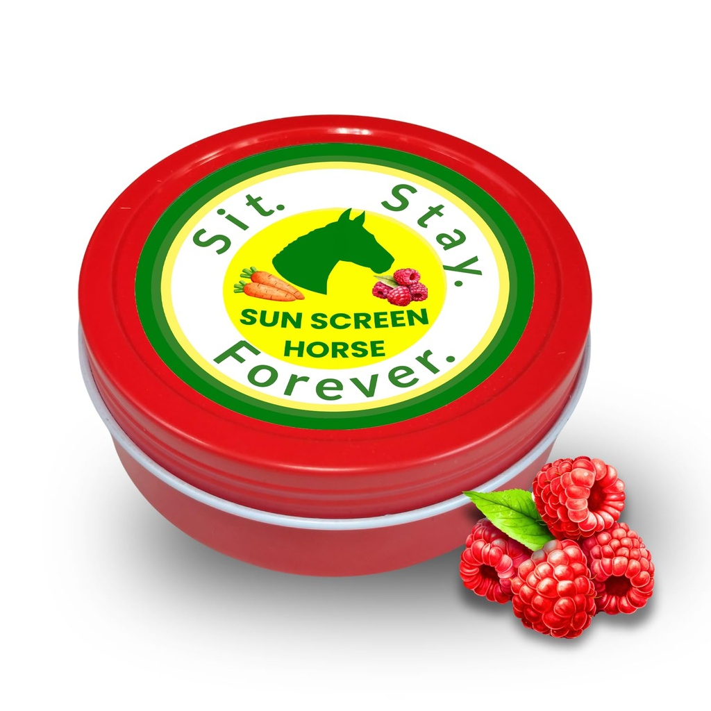 Sit Stay Forever Organic Sunscreen & Nawilżacz do koni, Osłona przeciwsłoneczna, Ochrona przeciwsłoneczna dla nosa i wrażliwej skóry, Blok przeciwsłoneczny dla koni, Bez cynku, Equine Sunscreen, Ochrona przed UV koni, 4 oz
