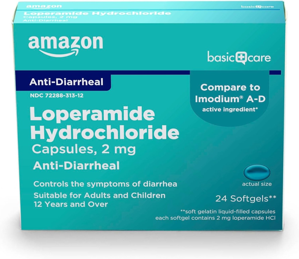 Opieka podstawowa Loperamid Hcl 2 Mg Softgels, Anti-Diarrheral, 24 Count (Pack of 1)