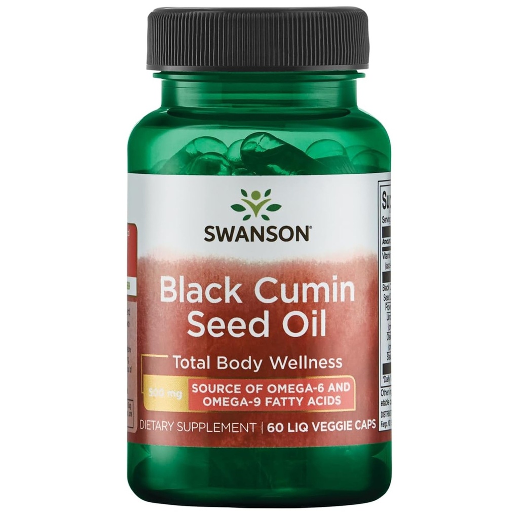 Swanson Black Cumin Seed Oil 500 Miligramów 60 Liq Vegcap