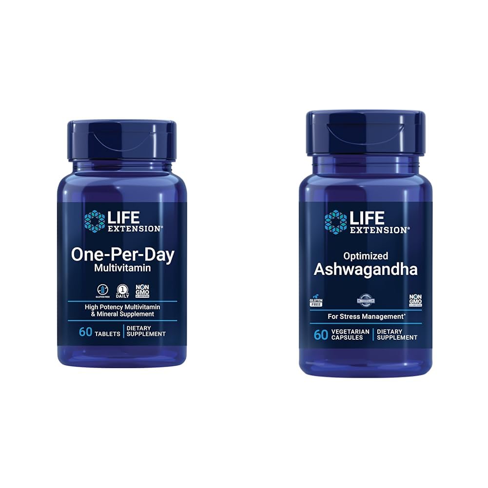 Life Extension One- Per- Day Multivitamin 60 Tabletki i zoptymalizowane Ashwagandha 60 Kapsułki Bundle