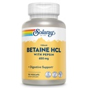 SOLARAY Vegan Betaine HCL z pepsyną - suplement kwasu solnego do pożywienia - z Betaine Hydrochlorki i enzymy pokarmowe - Gut Health Support - 60- Day Guarantee, 90 VegeCaps