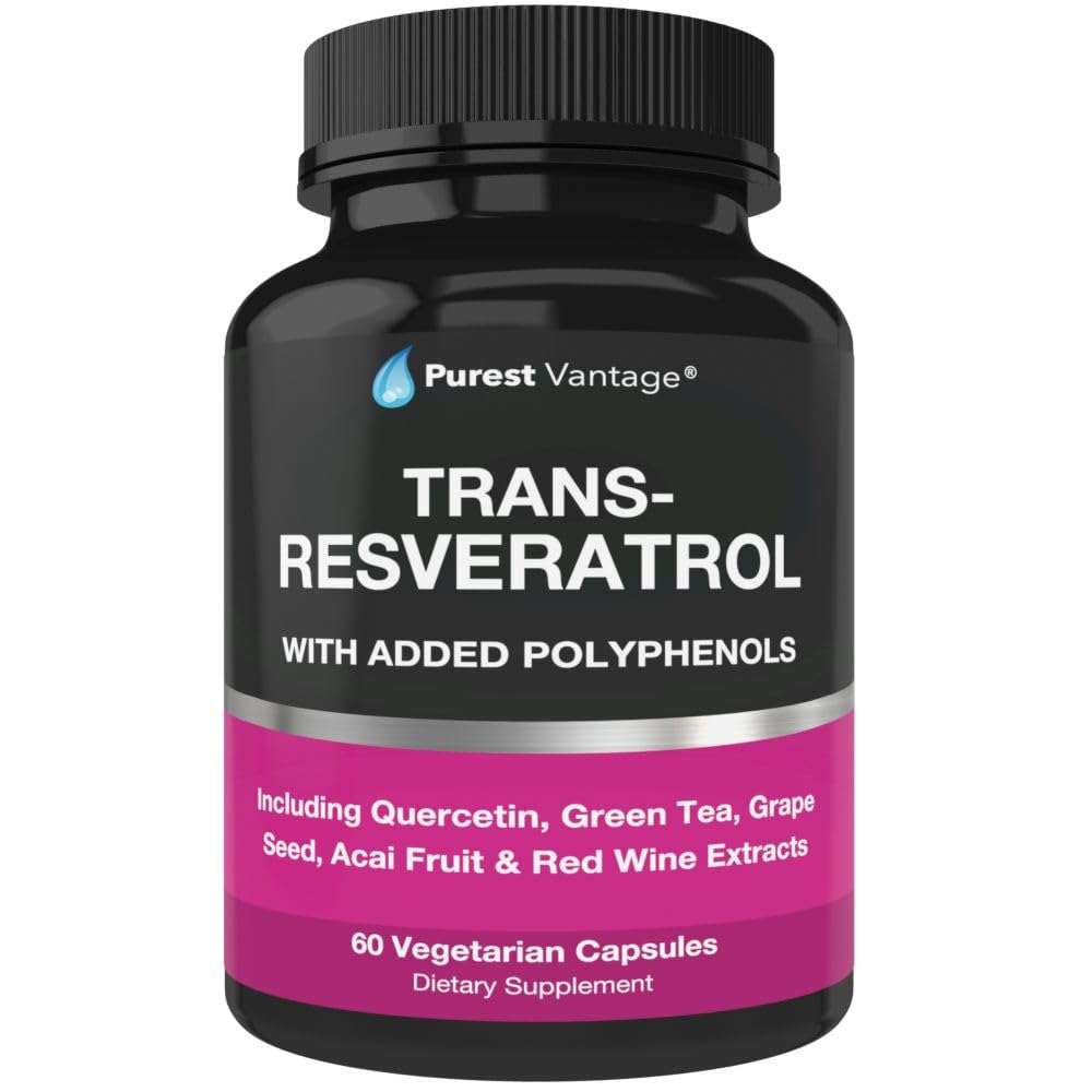 Resveratrol Supplement - Potent 1400mg Formuła z Trans Resveratrol, Quercetin, Nasiona winorośli, Zielona herbata, Acai i Red Wine Extract - 60 Kapsułki wegetariańskie