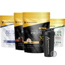 Transformacja Vanilla & Chocolate Protein Proszek Pył 124; Super Zielony Superfood Zielony Sok Proszek 124; Zielony Pas Zhydrolizowany Kolagen Peptydy Proszek Pył 124; Transformacja Wydajność Shaker BlenderBottle