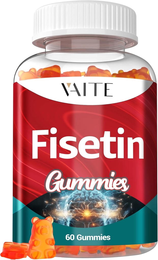 Fisetin Supplements 500mg - suplement żelkowy, mocny mieszanka przeciwutleniająca do Cellular Health Support - Vegan & Non-GMO Formuła z Flavonoids & Ekstrakty roślinne, Boost Cognitive Function, 60 Gummies