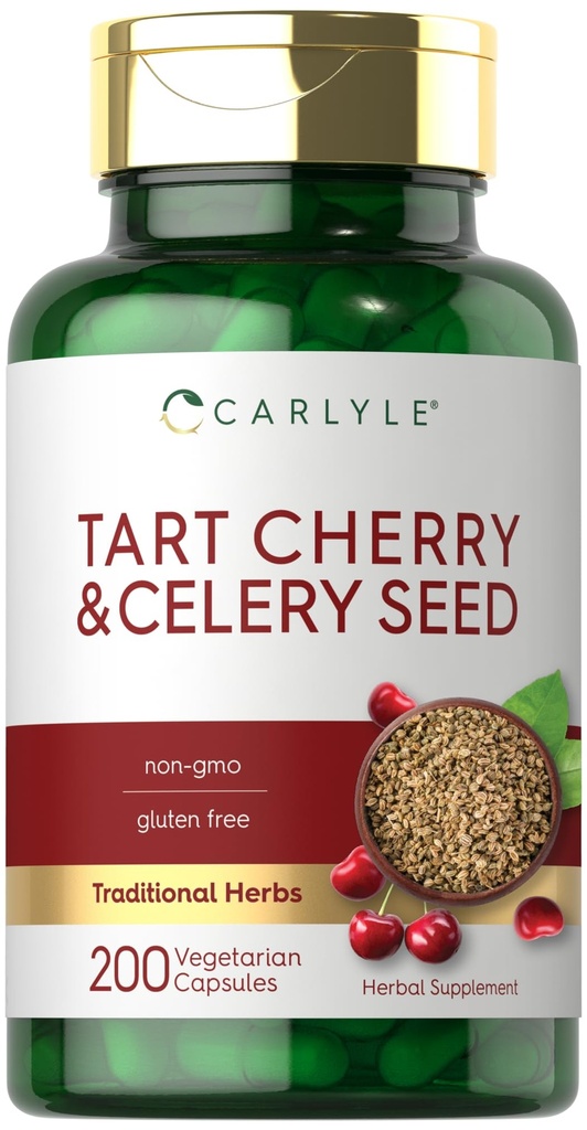 Carlyle Tart Cherry and Selery Seed Supplement Agregat 124; 200 Kapsułek Agregat 124; Wegetarianin, Non-GMO, i Gluten Free