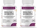 Kuchnia ciała Mega NAC (N- Acetyl Cysteine) 600 mg z Quercetin, wspomaga zdrowie oddechowe i funkcje immunologiczne i promuje detox wątroby i nerek, Veggie Caps, (Opakowanie 2)