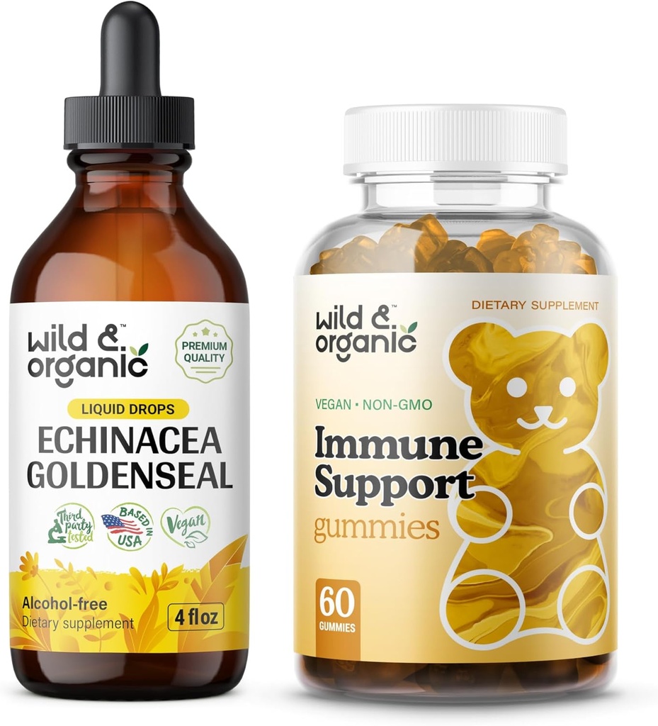 Wild & Organic Echinacea Goldenseal Tincture 4 fl oz & Gummies wsparcia immunologicznego