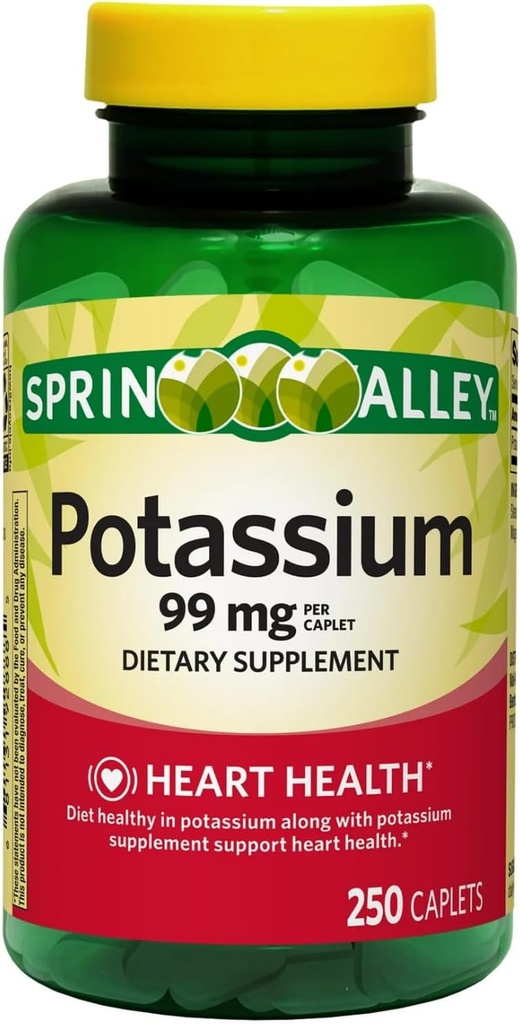 Potasu Heart Supplement Health Capplets, 99 mg, 250 Count (Opakowanie po 1)