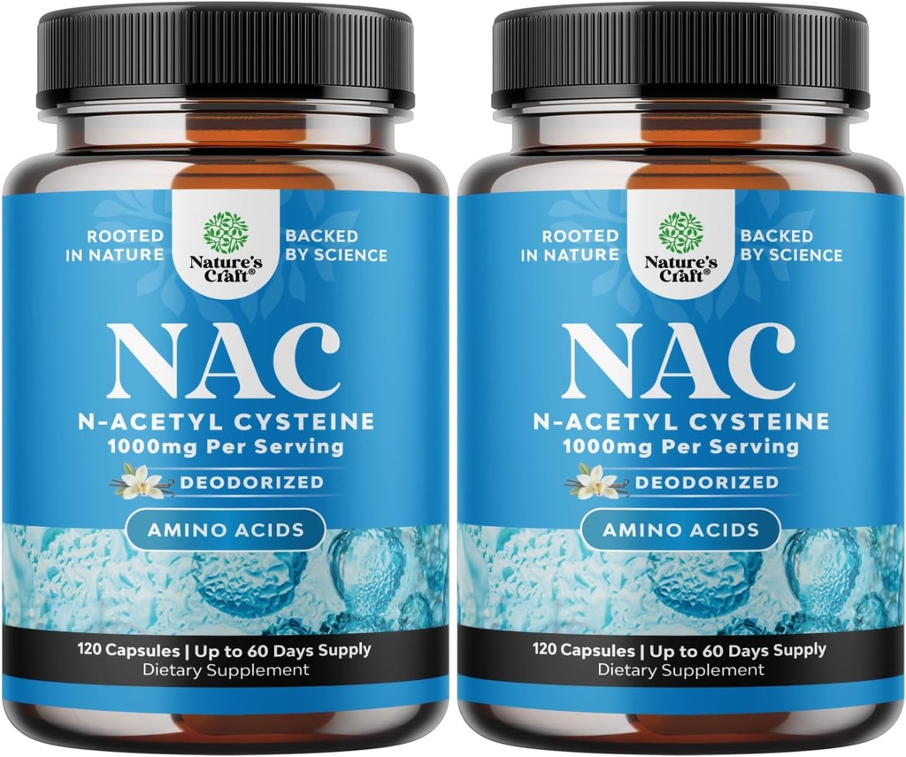Suplement NAC N- Acetylo Cysteina 1000mg - Wegan Wysoka Absorpcja Nieśmierdząca NAC 1000mg Kapsułki Glutatione Prekursor dla wątroby Cleanse Detox & Naprawa Plus Lung Health and Immunity Support (4 miesiące)