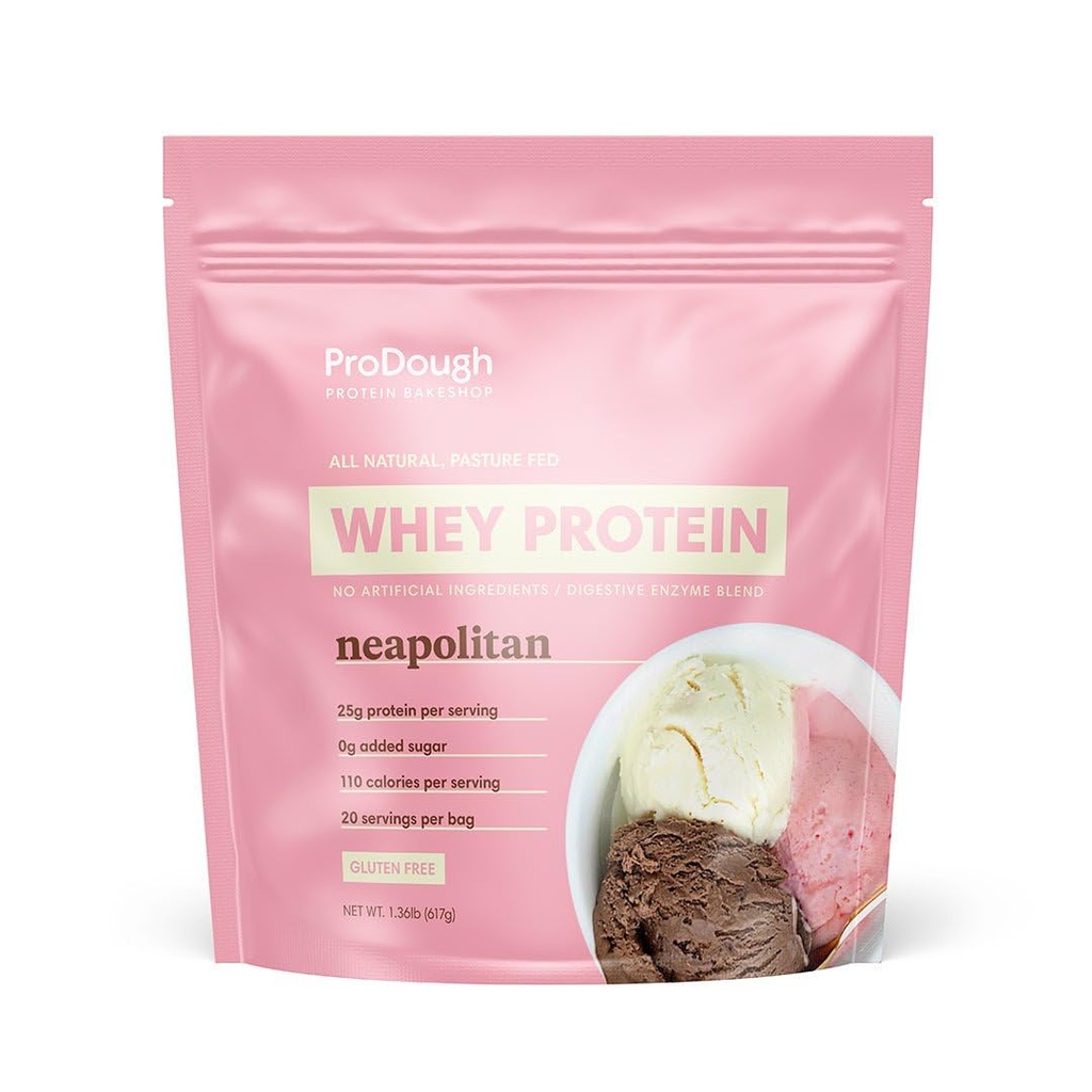ProDough Gourmet Serwatka Izolacja hydrolizowane białka proszek do shake Mix- Easy Digest Enzym Mieszanka, 25 g białka na serwowanie, Natural Ingredients, Gluten Free, Keto Friendly (Neapolitan)