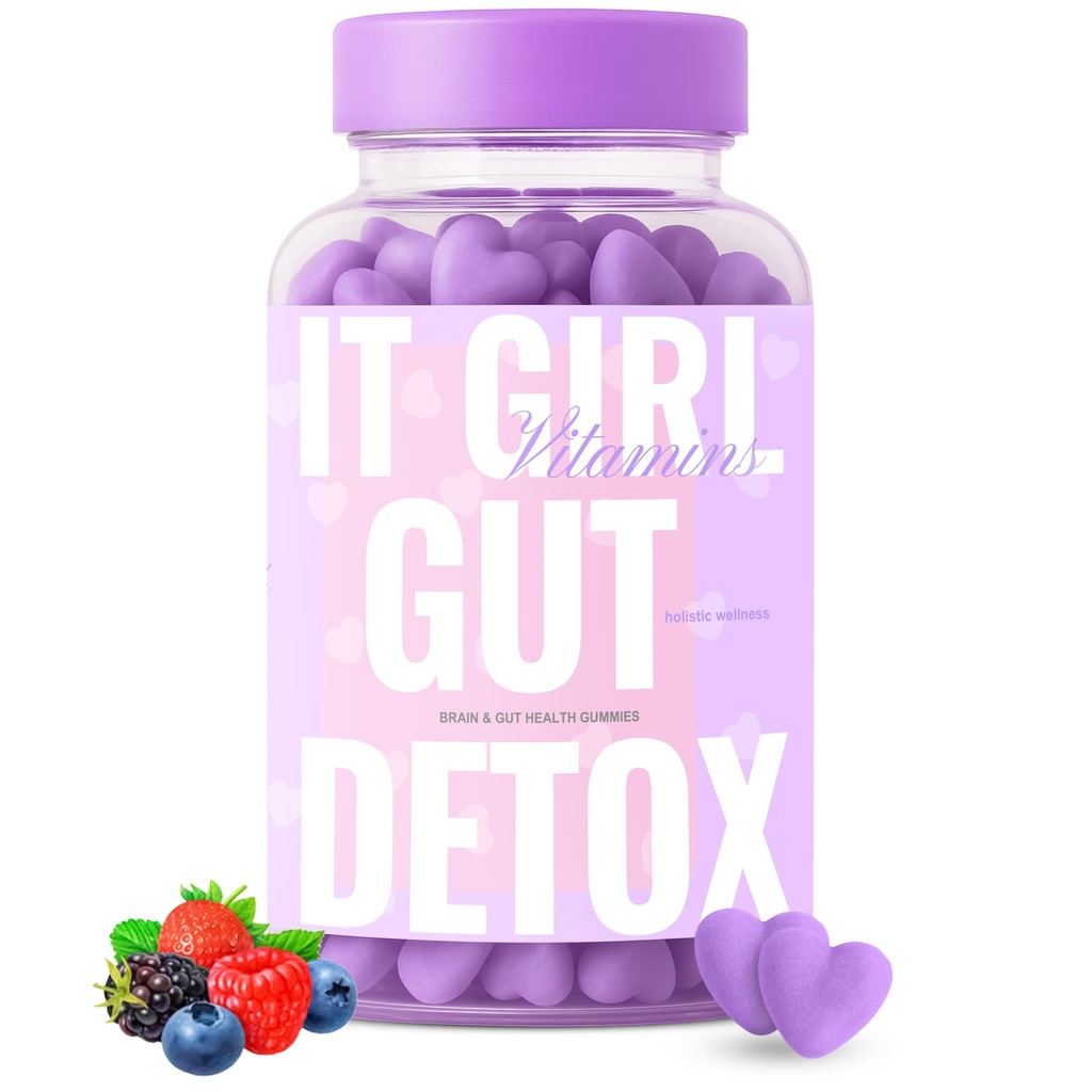 Gut Health Gummies for Women - Daily Detox + Superfoods, Probiotyka 6Bill CFU, Enzymy trawienne, Bloating Relief, Metabolizm, Utrata masy ciała, Mózg, Nastrój, Hormonal Równowaga, Piękno, Wegan, Kosher, 60ct