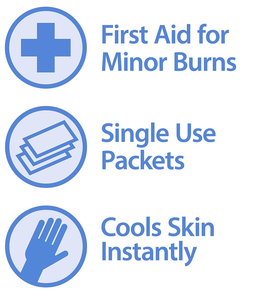 Globe First Aid Burn żel z Aloe 0.9g Pakiety, (Pole 144) Zaawansowany żel pierwszej pomocy dla tymczasowej ulgi drobnych oparzeń, cięć i rozdrabniania