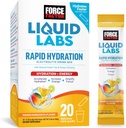 Force Factor Liquid Labs Electrolytes Pakiety proszkowe - Mango Margarita - Energy Hydration Pakiety do produkcji wody elektrolitowej z 5 Elektrolitów eterycznych, Witaminy, Minerały i Antyutleniacze, 20 Pakiety stick