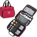 CURMIO Pill Bottle Organizer Portable Medicine Bag, Butelki z zamkniętymi receptami do butelek, Witaminy, Suplementy medyczne do przechowywania w domu i podróży, Czerwony (Pusty worek lekarski)