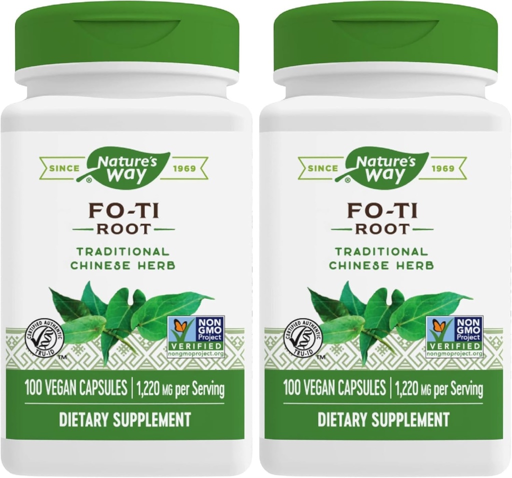 Nature 's Way Fo- Ti Root, Tradycyjny chiński Herb, 1,220 mg na serwowanie, 100 kapsułek (opakowanie po 2)