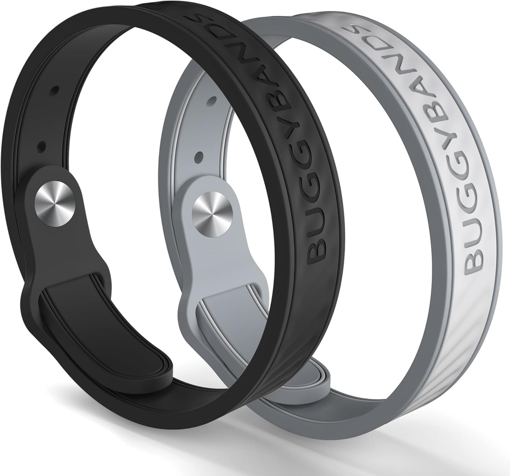 Bransoletki odpylające Mosquito, 2 Pack Silikon Mosquito odpychające Zespoły z DEET Free, Naturalne i wodoodporne opaski na błędy dla dzieci i dorosłych, Outdoor Traveling Protection (Black & Grey)