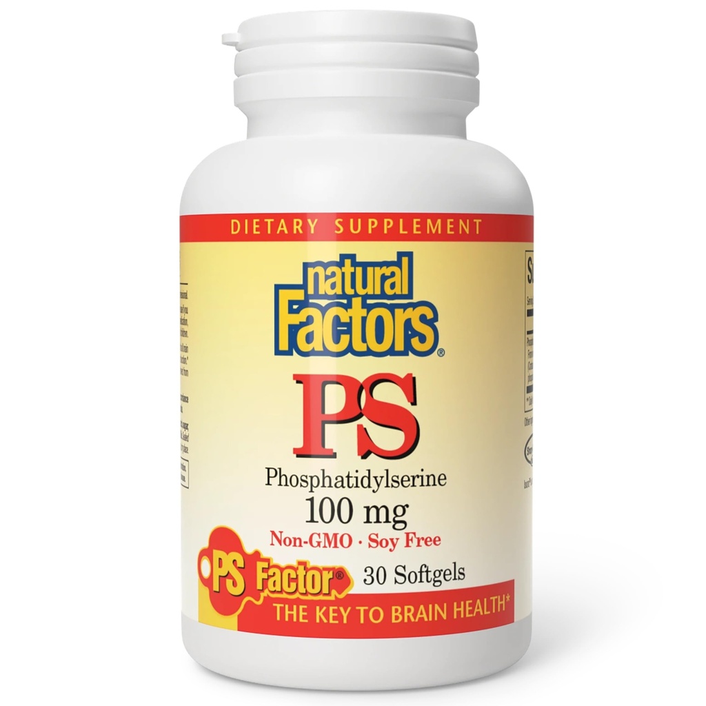 Czynniki naturalne, Fosfatydyloseryna, Wsparcie dla Pamięci, Koncentracja i Funkcje mózgu, Soi i Gluten Free, 30 Softgels