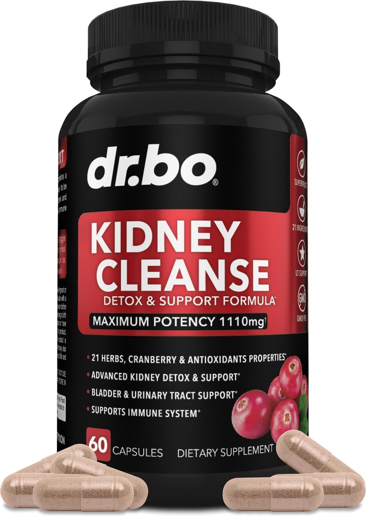Nerki Cleanse Detox Supplement Supplement - Żurawina naturalna, Jagody jałowca, Buchu & Uva Ursi Extract to Support Nineys, Bladder & Urnary Tract Health Supplements - Ziołowy mieszanka nerki Formuła pigułki