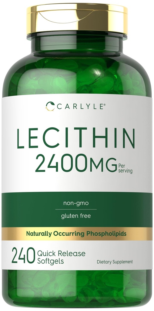 Carlyle Lecithin Supplement Equipment 124; 2400mg Equipment 124; 240 Softgel Capsules Equipment 124; with Naturally-Occuring Phosfolipid Equipment 124; Non- GMO, Gluten Free