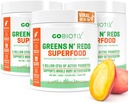 GOBIOTIX Super Zielone i czerwone proszku - Czerwony i zielony Superfood - Suplement probiotyczny - Enzymy trawienne i buraka w proszku - Organic Whole Foods Dietetyczny suplement (Mango, 3 Pack)